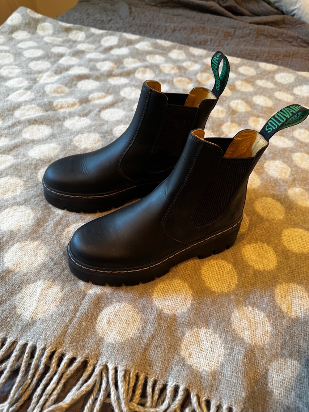 Brand new Solovair Black Greasy Dealer Platform Boot